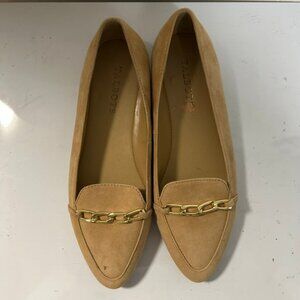 Talbots Francesca Chainlink Driving Moccasins Kid Suede Loafers Tan Sz 7
